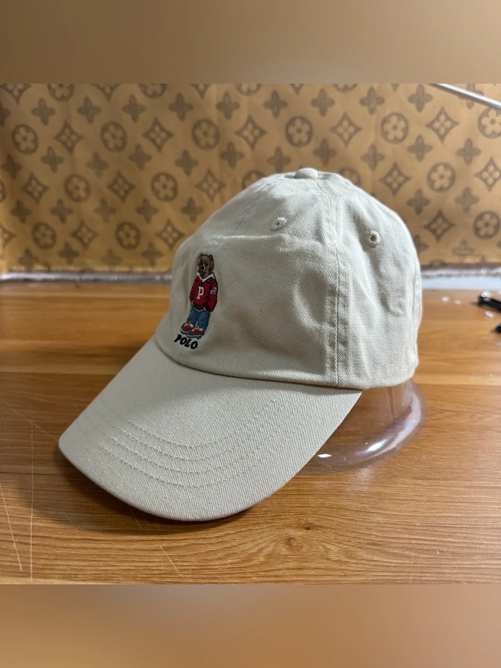 Polo by Ralph Lauren Khaki Bear Patch Baseball Cap